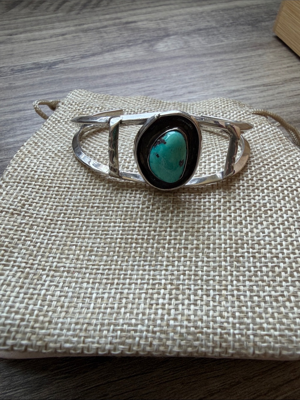 Vintage Sterling Silver and Turquoise Cuff Bracelet
